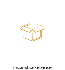 simple line art of box carton packing logo icon design