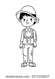 simple line art boy illustration