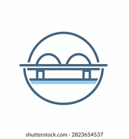 Simple line art of bridge over water with arches