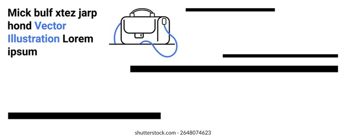 Maleta de arte de linha simples com destaques azuis e pretos, combinada com texto de espaço reservado. Ideal para apresentações de negócios, sites corporativos, blogs profissionais, materiais de marketing, treinamento