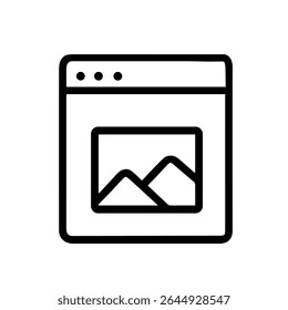 Simple Line Art Browser Window with Landscape Inside Icon Design