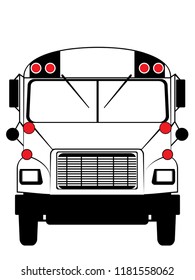 Simple line art bus front view illustration in black and white.