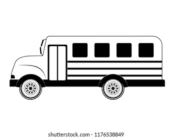 Simple line art bus side view illustration in black and white.