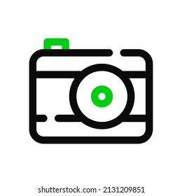 Icono de cámara de arte de línea simple. Trazo de píxeles perfecto, editable