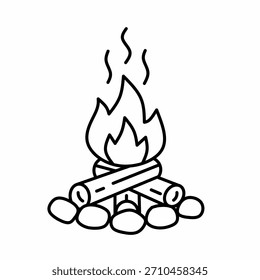 Ilustración de icono de fogata de arte lineal simple