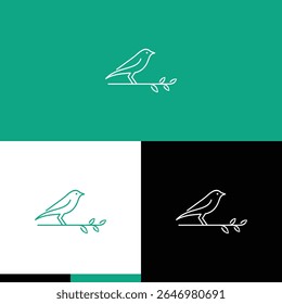 logotipo canário de arte de linha simples