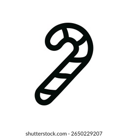Simple Line Art Candy Cane Sweet Treat Holiday Season Icon