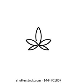 Simple Line Art Cannabis Or Hemp Logo Template. Best For Logo Or Icon