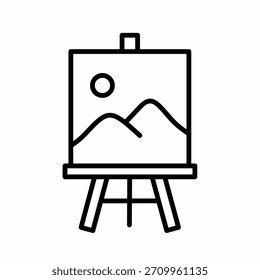 Ilustração simples do ícone de cavalete da tela de arte de linha