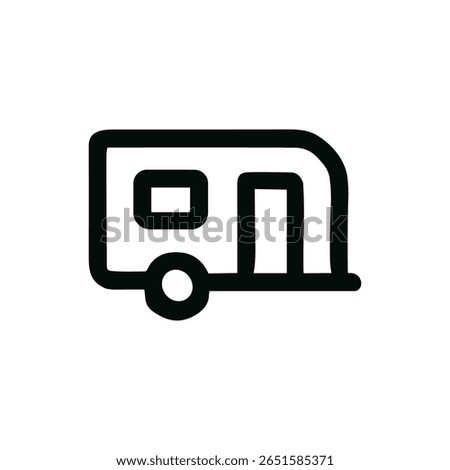 Simple Line Art Caravan Camping Vehicle Outline Graphic Element Icon