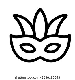 Simple Line Art Carnival Venetian Mask Decoration Shape Icon