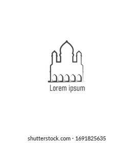 simple line art castle logo design
