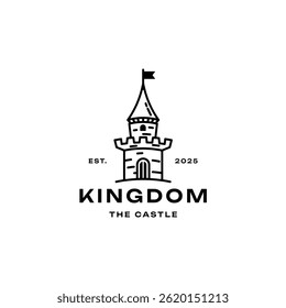 Einfache Linie Art Castle Logo Design Vektor Vorlage 