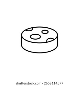 Simple Line Art Of A Cheese Wheel With Holes On Transparent