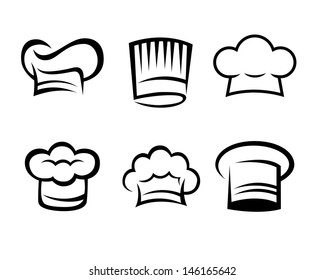 Simple line art chef hat collection, vector illustration