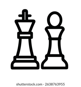 Simple Line Art Chess King and Pawn Strategy Game Piece Icon