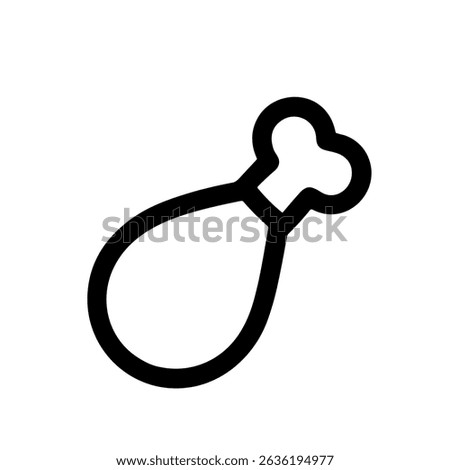 Simple Line Art Chicken Leg Piece Delicious Food Illustration Element