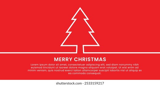 Árbol de Navidad de arte de línea simple con texto de saludo - Diseño moderno de Anuncio de Festiva