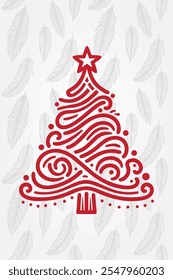 Diseño simple del ilustrador del Vector del árbol de navidad del arte de la línea