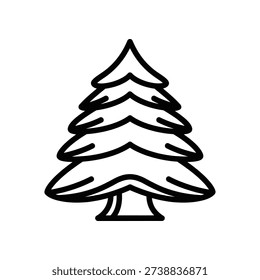 Simple line art Christmas tree sketch with clean design, perfect for holiday cards, invitations, and festive decorations.