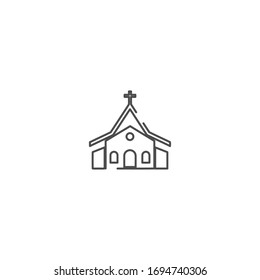 simple line art church logo design with white background