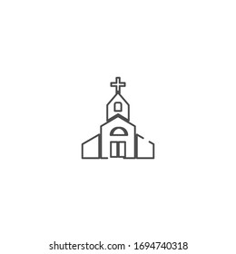 simple line art church logo design with white background