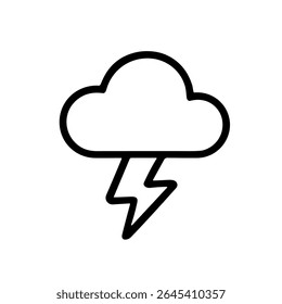 Simple Line Art Cloud Lightning Bolt Weather Forecast Outline Icon