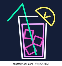 Simple line art cocktail with straw