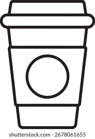 Einfache Linie Kunst Kaffeetasse Symbol mit kreisförmigen Logo-Bereich für Branding und Design