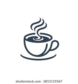 Simple line art coffee cup with steam