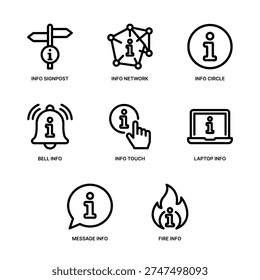 Simple Line Art Collection of Information and Support Icons Concept