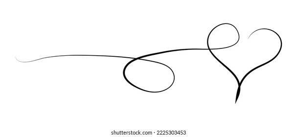 Simple line art composition. Line art style heart. Black linear heart on a white background.