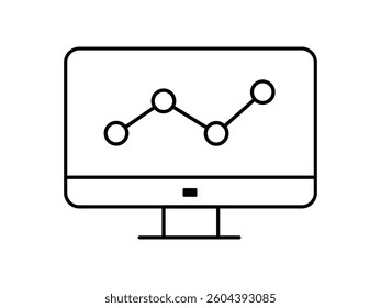 Simple Line Art of a Computer Screen Displaying a Positive Trend Graph icon vector on white background