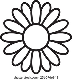 Simple line art daisy flower vector on white background.