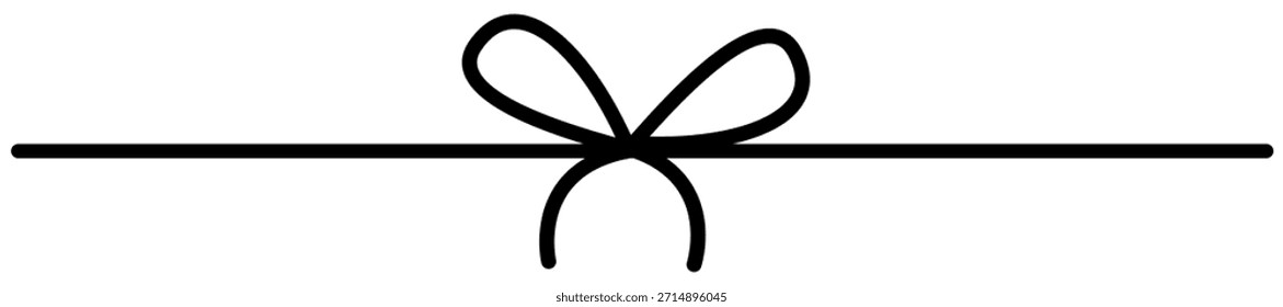 Simples arte de linha de nó decorativo e em estilo simples. Ilustração de contorno preto em branco, ideal para embalagens elegantes, cartões e desenhos de aniversário.