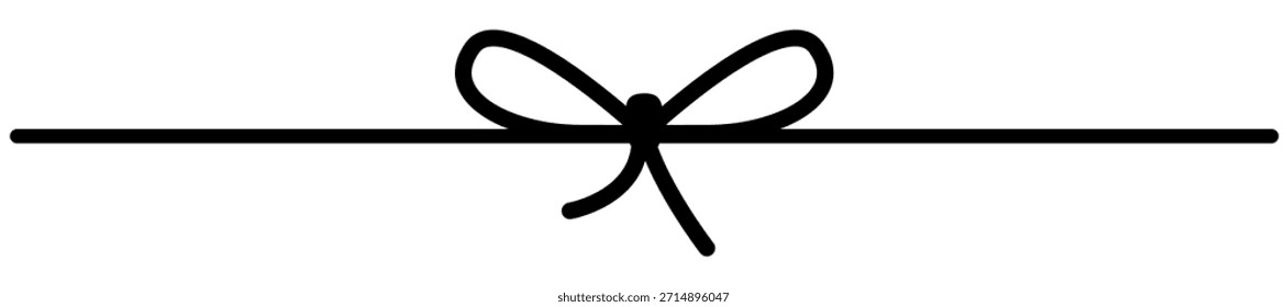 Einfache Linienkunst aus dekorativem Knoten und in einfachem Stil. Schwarze Umrissgrafik auf Weiß, ideal für elegante Verpackungen, Karten und Geburtstagsdesigns.