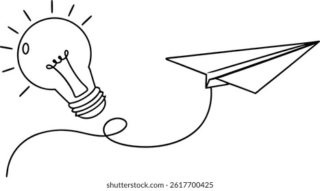 Simple Line Art Depicting An Idea Leading To Creativity And Innovation