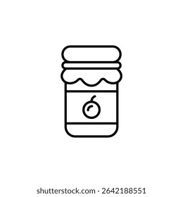 Simple Line Art Depicting A Jam Jar With A Berry Icon