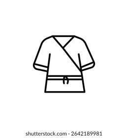 Simple Line Art Depicting a Kimono Garment With Tied Belt