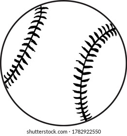 Simple Line Art Design from Baseball in Black Ball