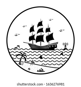 A simple line art design with beach vibes