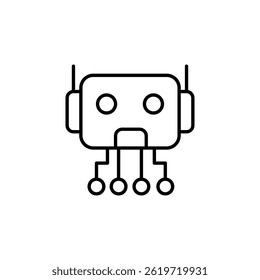 Simple line art design of a minimalistic robot head with antenna detail