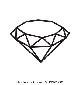 Simple line art diamond icon. Black vector illustration / sign