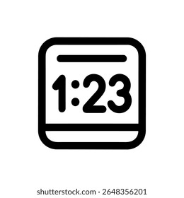 Simples Line Art Relógio Digital Face Time Display Ícone Gráfico