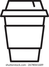 Simples linha arte descartável xícara de café com tampa e manga para bebida takeaway