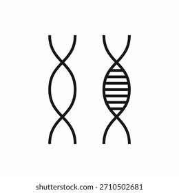 Einfache Linie Kunst DNA Doppelhelix Icons Set, die Genetik, Molekularbiologie und medizinische Tests für professionelle wissenschaftliche Designs