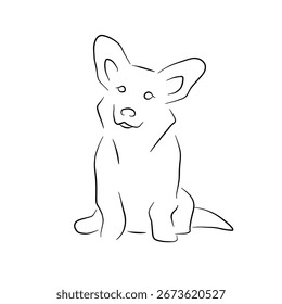 Icono aislado de perro de arte de línea simple