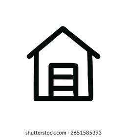 Simple Line Art Doghouse Pet Shelter Kennel Structure Outline Icon