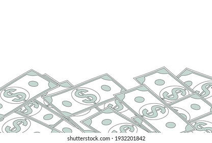 Simple line art dollar bill, background material, with copy space