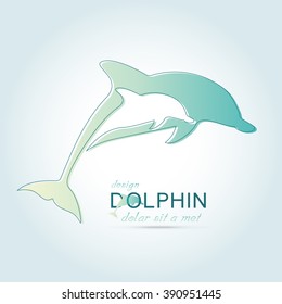 simple line art of Dolphin icon design element on white background .vector illustration.